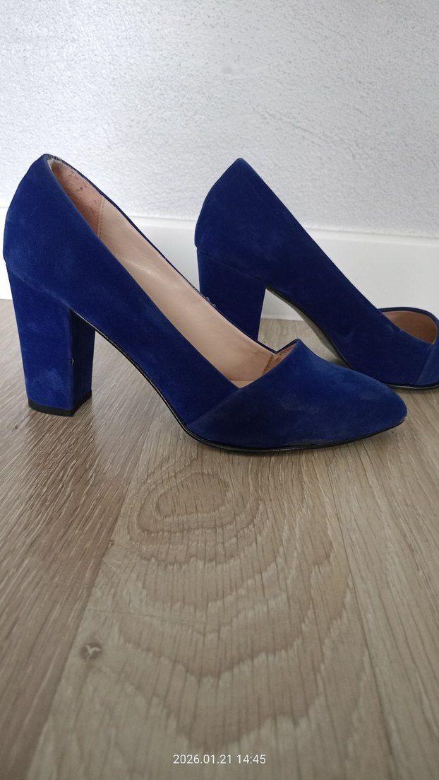 Mavi Süet Topuklu Kadın Stiletto - Görsel 2