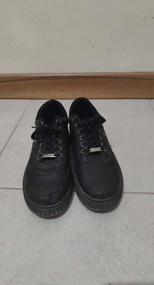 Siyah renk siyah tabanlı bağcıklı günlük erkek spor ayakkabı - Görsel 3