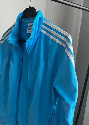 Adidas Orijinal. Mavi Parlak Fermuarlı Kadın Spor Ceket - Görsel 7