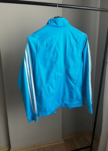 Adidas Orijinal. Mavi Parlak Fermuarlı Kadın Spor Ceket - Görsel 4