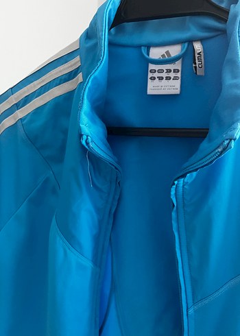 Adidas Orijinal. Mavi Parlak Fermuarlı Kadın Spor Ceket - Görsel 5