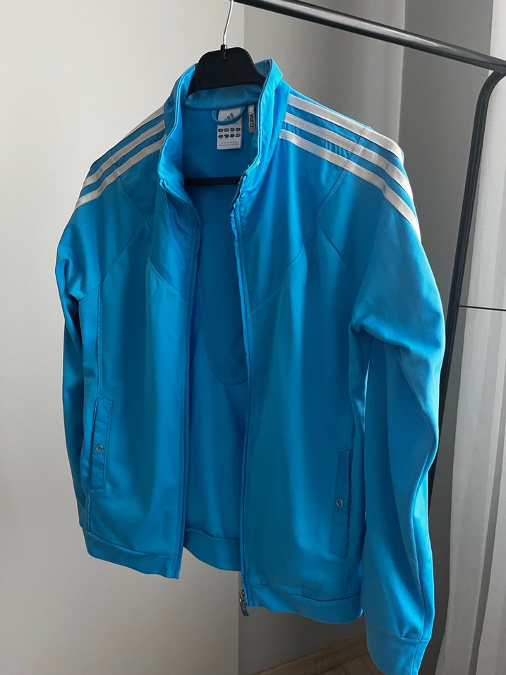 Adidas Orijinal. Mavi Parlak Fermuarlı Kadın Spor Ceket - Görsel 2