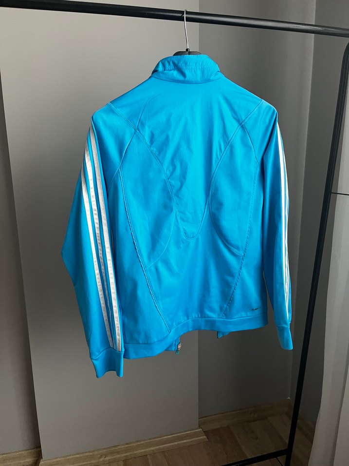 Adidas Orijinal. Mavi Parlak Fermuarlı Kadın Spor Ceket - Görsel 4