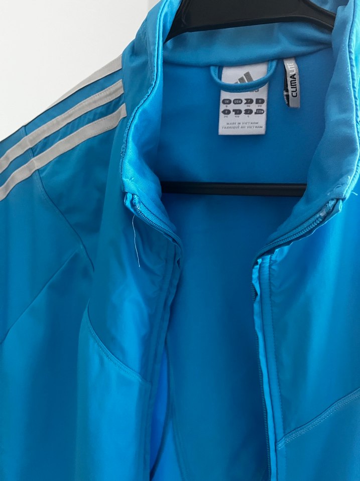 Adidas Orijinal. Mavi Parlak Fermuarlı Kadın Spor Ceket - Görsel 5