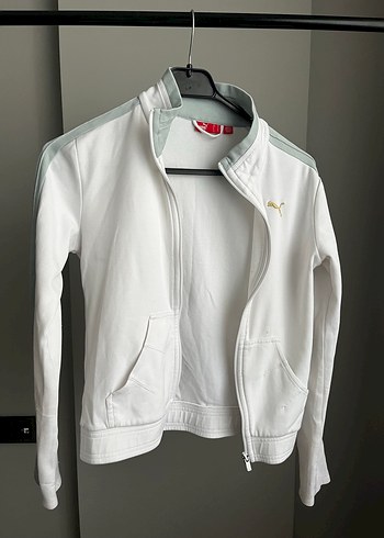 PUMA Orijinal Beyaz Fermuarlı Uzun Kollu Kadın Spor Ceket - Görsel 2