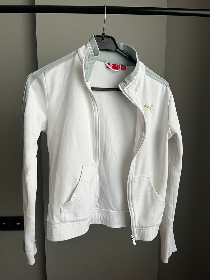 PUMA Orijinal Beyaz Fermuarlı Uzun Kollu Kadın Spor Ceket - Görsel 2