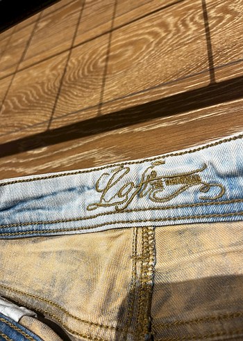 Loft marka kot Bohem Tarzı Bej Mini Denim Şort - Görsel 6