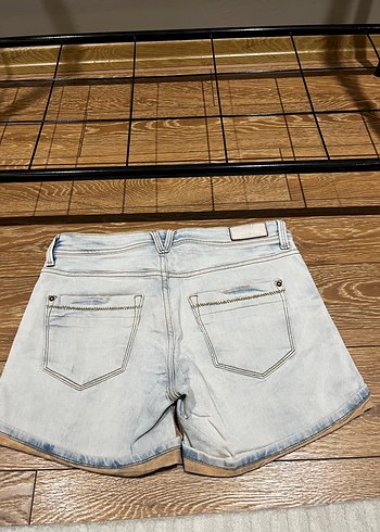 Loft marka kot Bohem Tarzı Bej Mini Denim Şort - Görsel 4