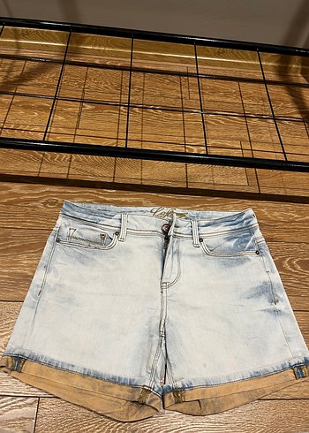 Loft marka kot Bohem Tarzı Bej Mini Denim Şort - Görsel 3