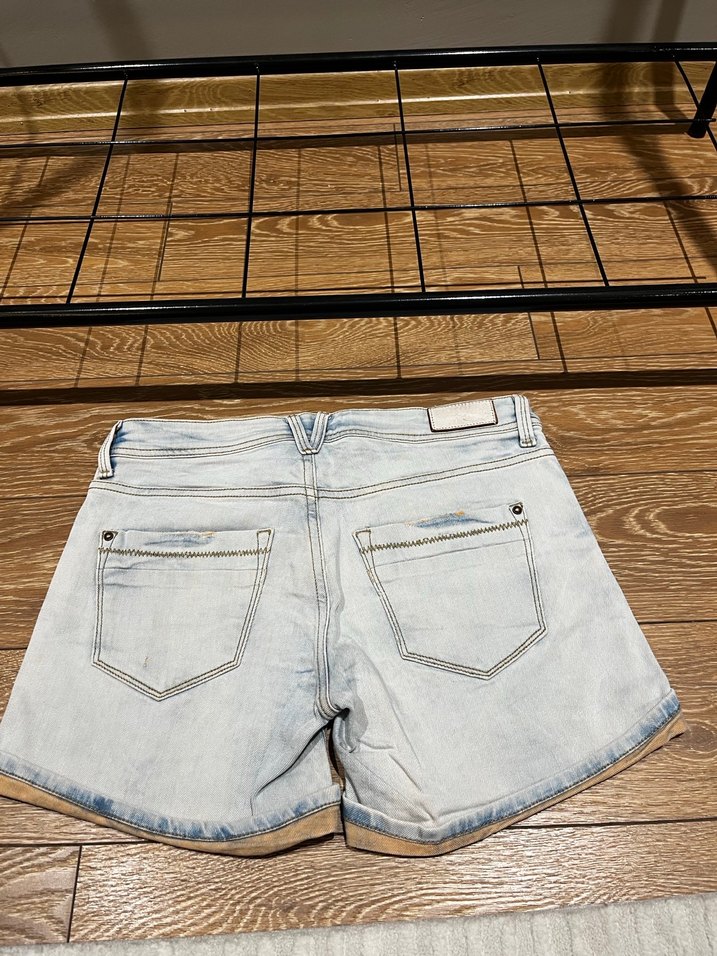 Loft marka kot Bohem Tarzı Bej Mini Denim Şort - Görsel 4