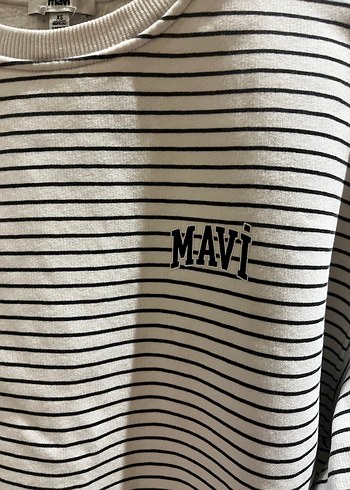 Mavi markaBeyaz Gri Çizgili Kadın Sweatshirt - Görsel 3