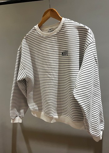 Mavi markaBeyaz Gri Çizgili Kadın Sweatshirt - Görsel 5