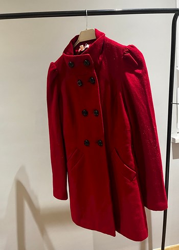 Kırmızı Çift Düğmeli Kaban - Görsel 9