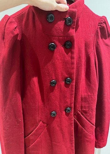 Kırmızı Çift Düğmeli Kaban - Görsel 5