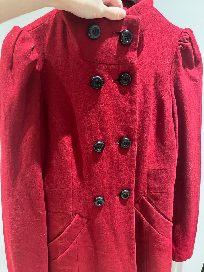 Kırmızı Çift Düğmeli Kaban - Görsel 5