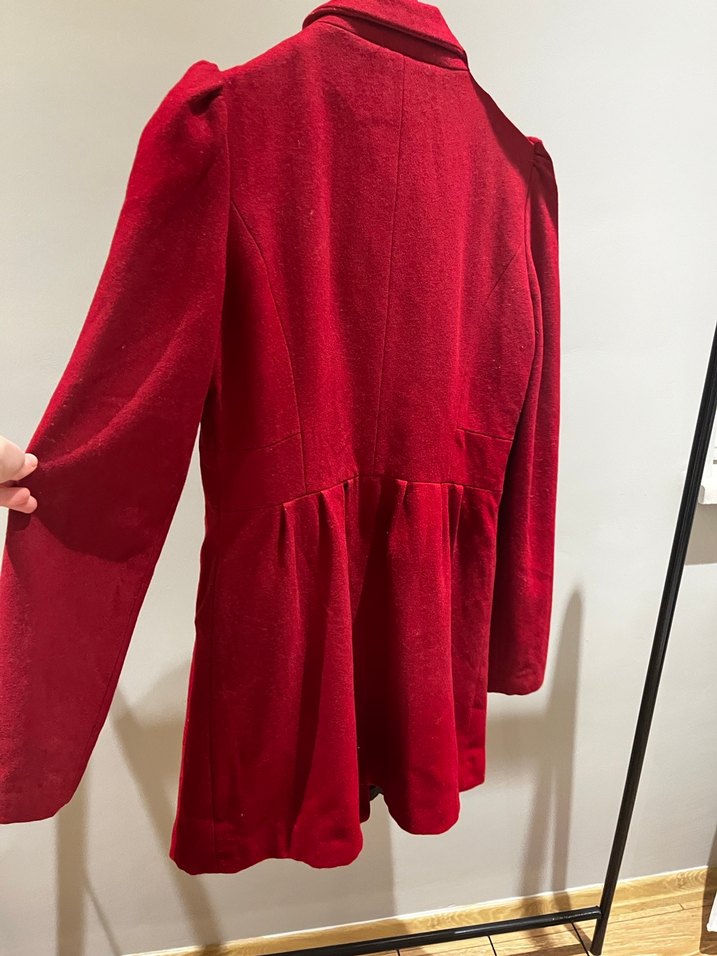 Kırmızı Çift Düğmeli Kaban - Görsel 4