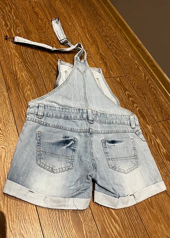 Kızlar için Bol Kesim Kemerli Denim Salopet - Görsel 7