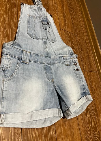 Kızlar için Bol Kesim Kemerli Denim Salopet - Görsel 2