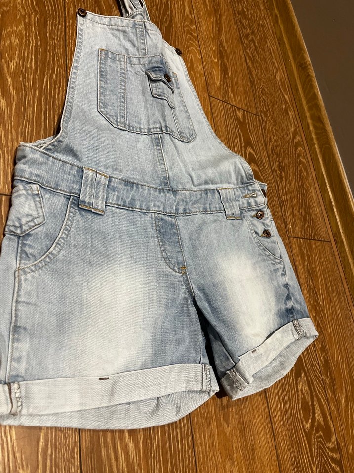 Kızlar için Bol Kesim Kemerli Denim Salopet - Görsel 2