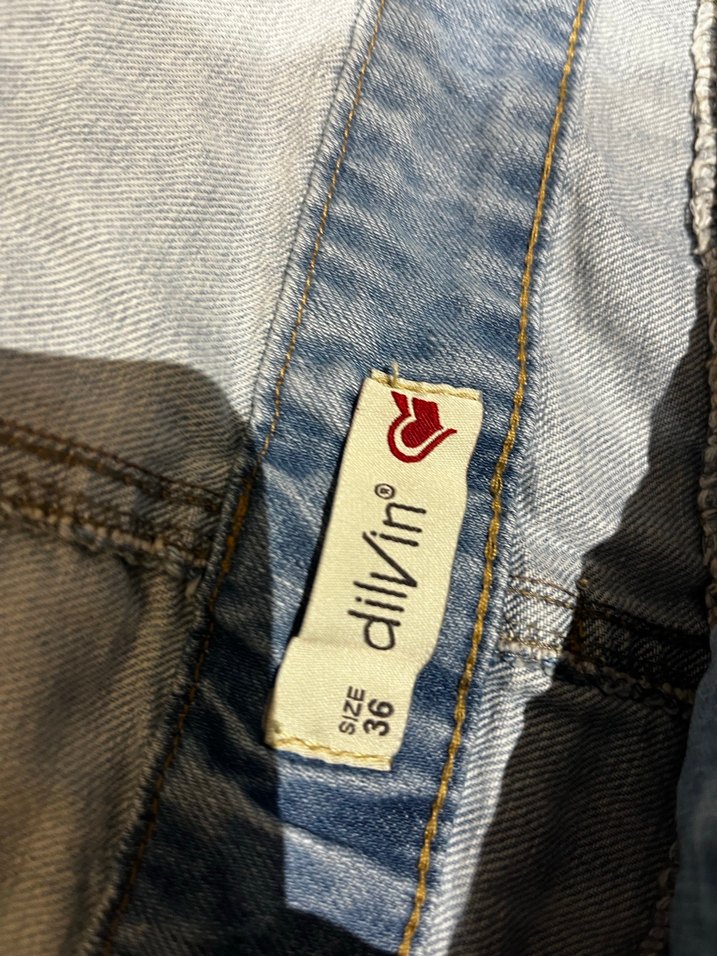 Kızlar için Bol Kesim Kemerli Denim Salopet - Görsel 4