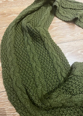 Koyu Haki Örgü Kadın Şal - Görsel 5