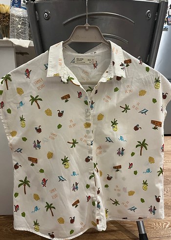 ZARA KİDS Desenli Kısa Kollu Pamuklu Gömlek - Görsel 2