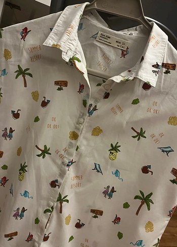 ZARA KİDS Desenli Kısa Kollu Pamuklu Gömlek - Görsel 9