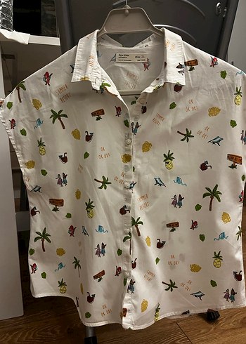 ZARA KİDS Desenli Kısa Kollu Pamuklu Gömlek - Görsel 8