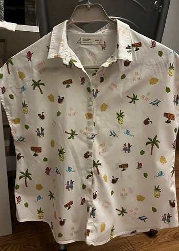 ZARA KİDS Desenli Kısa Kollu Pamuklu Gömlek - Görsel 10