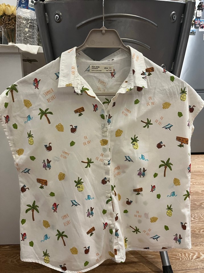 ZARA KİDS Desenli Kısa Kollu Pamuklu Gömlek - Görsel 2