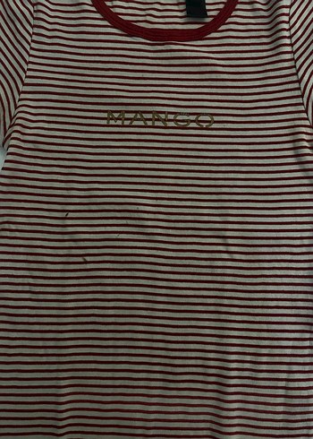 MANGO Kırmızı Çizgili Kadın Tişört - Görsel 8