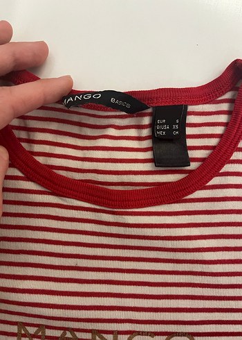 MANGO Kırmızı Çizgili Kadın Tişört - Görsel 4