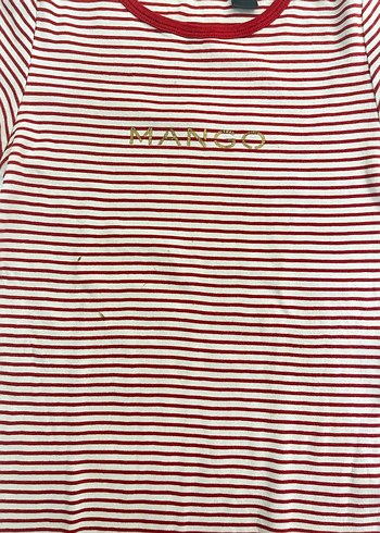 MANGO Kırmızı Çizgili Kadın Tişört - Görsel 7