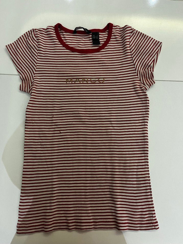 MANGO Kırmızı Çizgili Kadın Tişört - Görsel 5