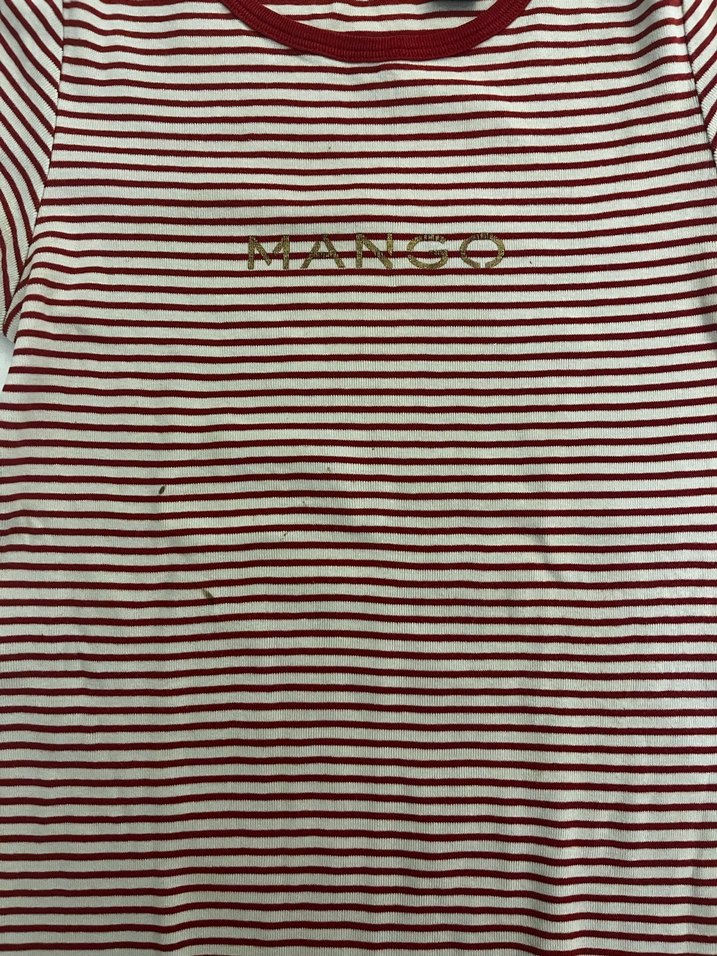 MANGO Kırmızı Çizgili Kadın Tişört - Görsel 2
