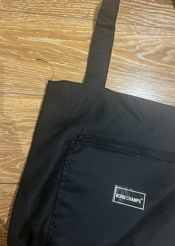 Siyah Minimalist Kadın Bez Omuz Çantası - Görsel 4