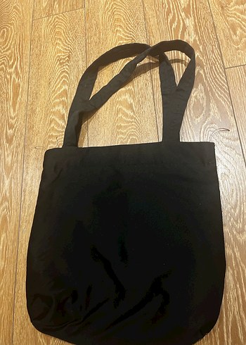 Siyah Minimalist Kadın Bez Omuz Çantası - Görsel 7