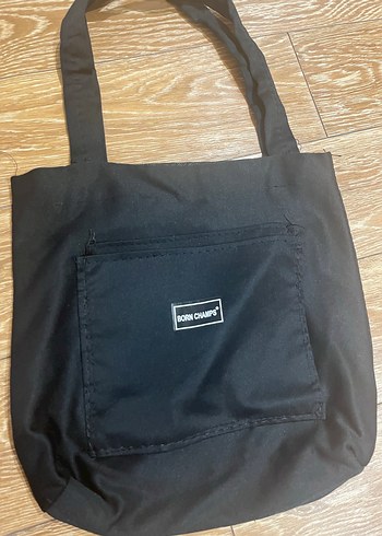 Siyah Minimalist Kadın Bez Omuz Çantası - Görsel 2