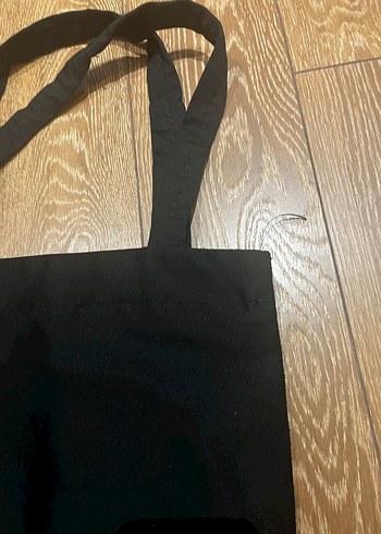 Siyah Minimalist Kadın Bez Omuz Çantası - Görsel 6