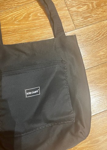 Siyah Minimalist Kadın Bez Omuz Çantası - Görsel 3