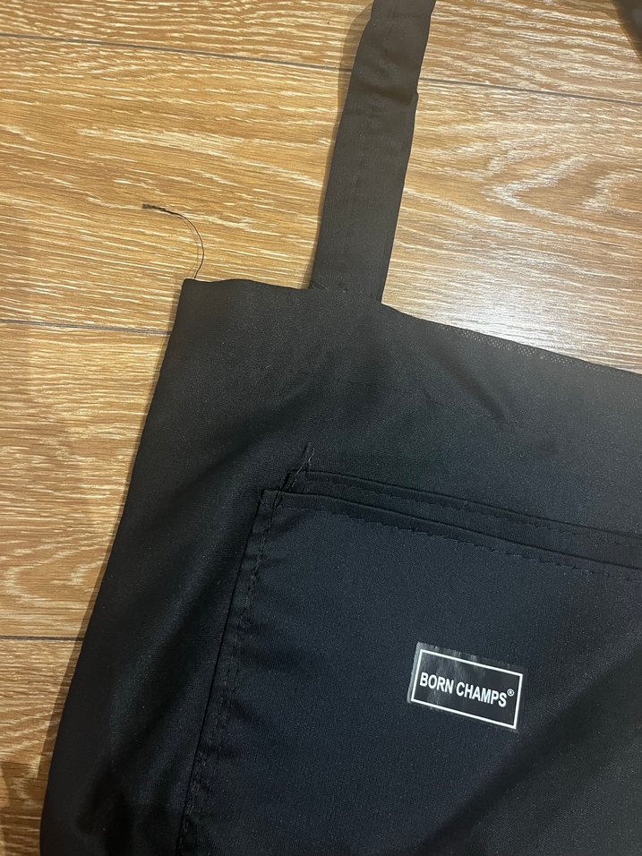 Siyah Minimalist Kadın Bez Omuz Çantası - Görsel 4