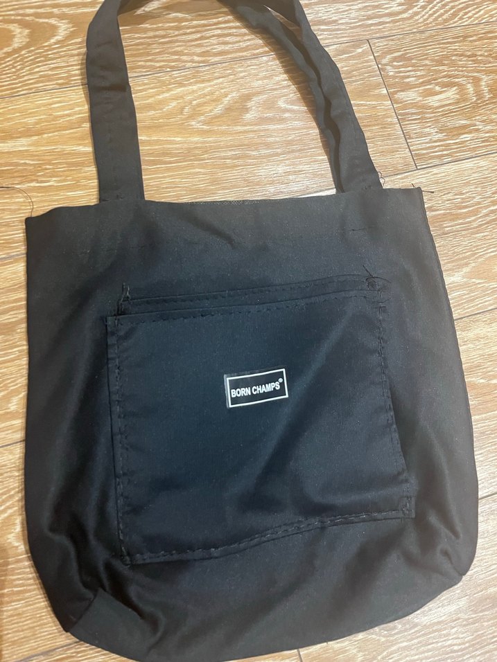 Siyah Minimalist Kadın Bez Omuz Çantası - Görsel 2