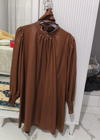 Kahverengi Deri Halter Yaka tunik - Görsel 4
