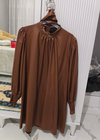 Kahverengi Deri Halter Yaka tunik - Görsel 3