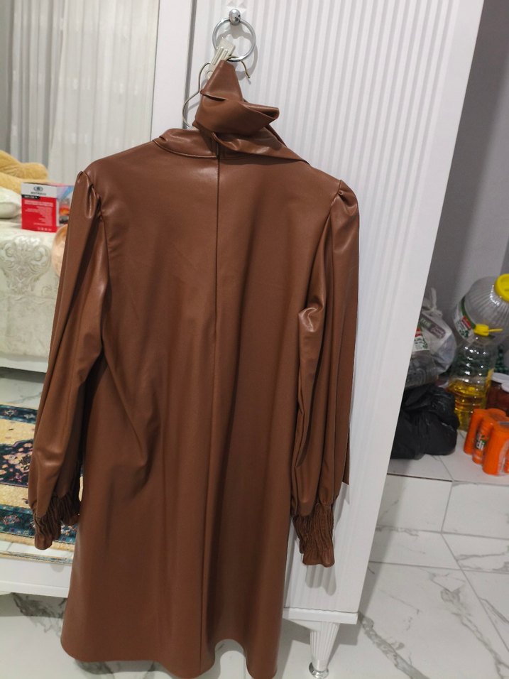 Kahverengi Deri Halter Yaka tunik - Görsel 2