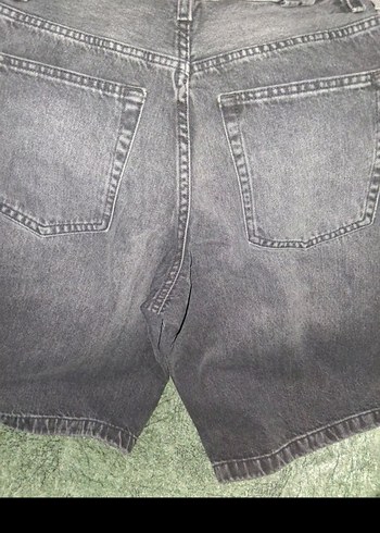 Gri Kadın Salaş Mini Denim Şort - Görsel 3