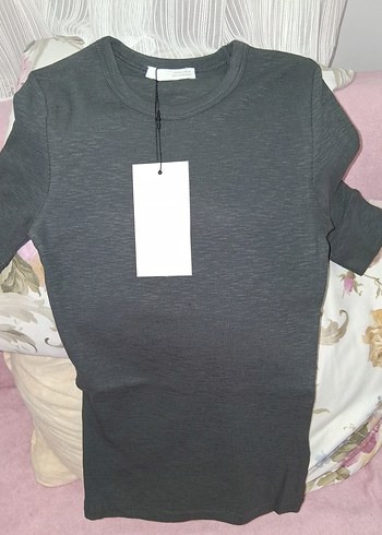 Gri Kısa Kollu Hamile Tişörtü - Görsel 2