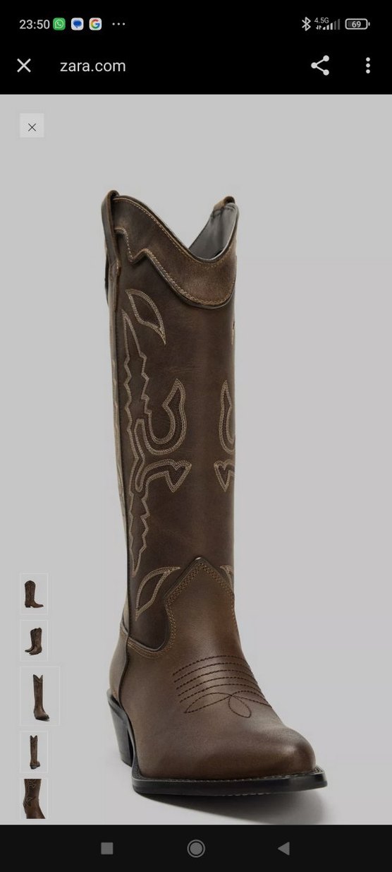 Deri Kahverengi Nakışlı Dizüstü Kadın Çizme - Görsel 5