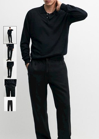 Massimo Dutti Siyah Rahat Kesim Pantolon