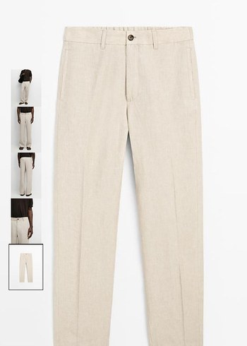 Massimo Dutti Bej Keten Pantolon